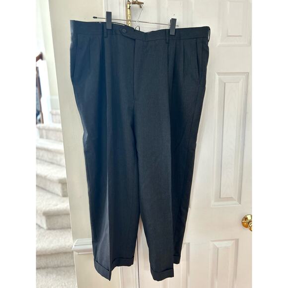 Vintage Monsieur Givenchy Charcoal Grey Pleated Cuffed Trousers 44/27 - Picture 1 of 5